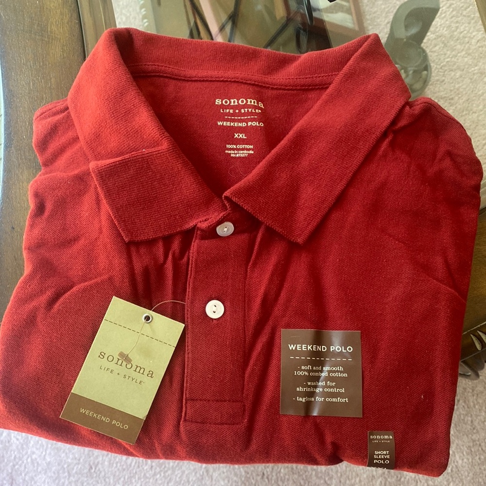 Red cotton polo short sleeve short